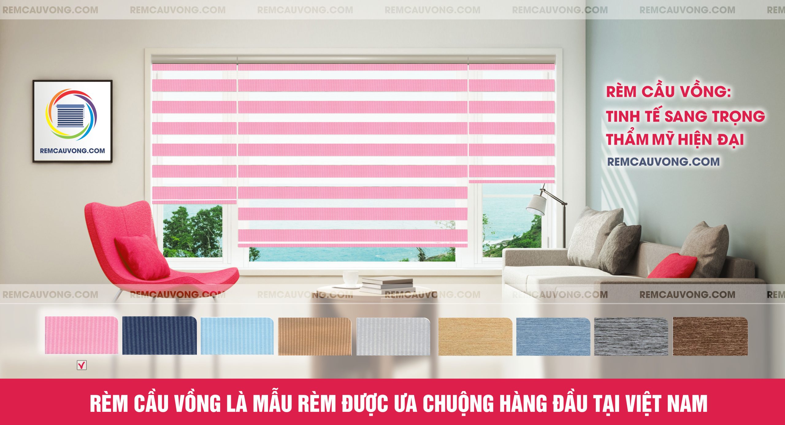 Banner Rèm Cầu Vồng Màu Hồng Tại Thành Phố Vinh Nghệ An