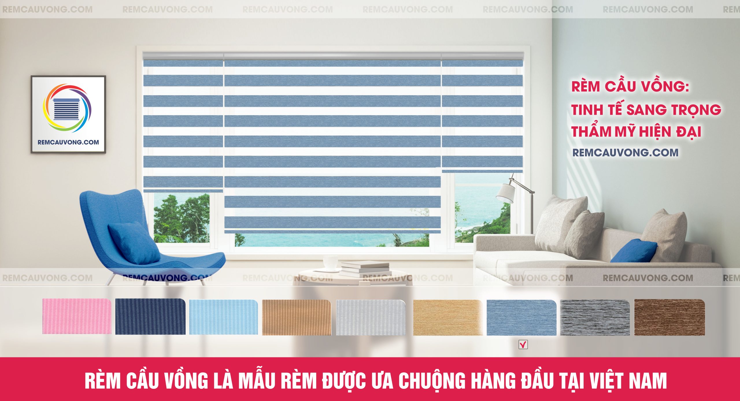 Banner Rèm Cầu Vồng Màu Xanh Dương Tại Thành Phố Vinh Nghệ An