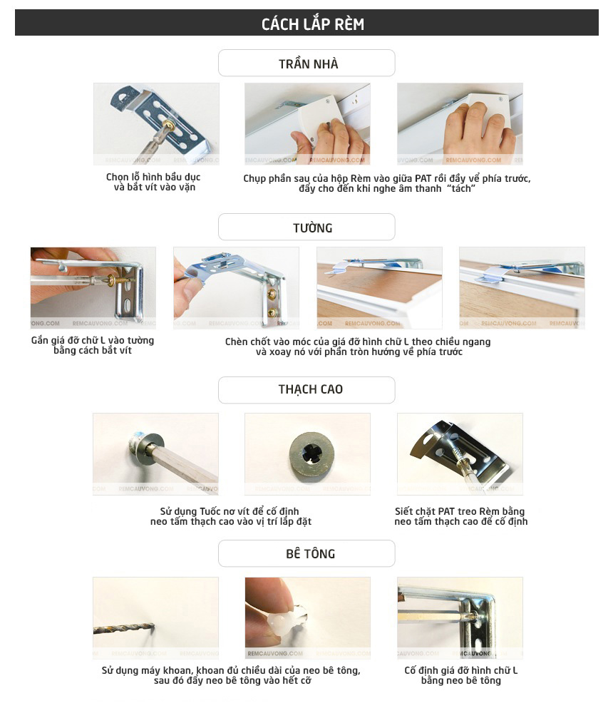 Hướng dẫn thi công lắp đặt Rèm Cửa