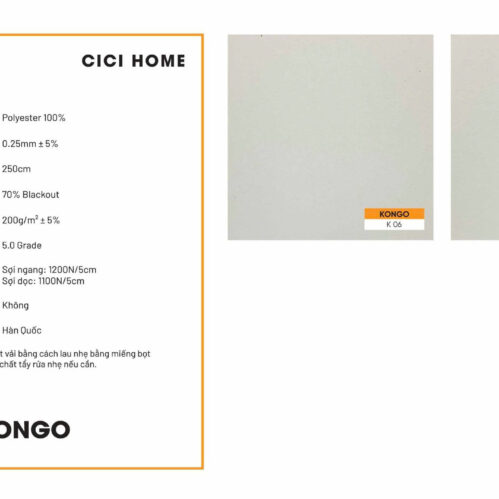 Thông Số Kỹ Thuật Hình Ảnh Rèm Cuốn Cici Home Kongo K