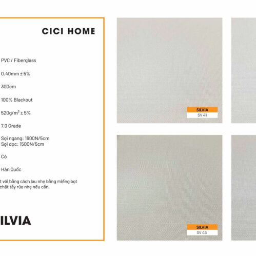 Thông Số Kỹ Thuật Hình Ảnh Rèm Cuốn Cici Home Silvia