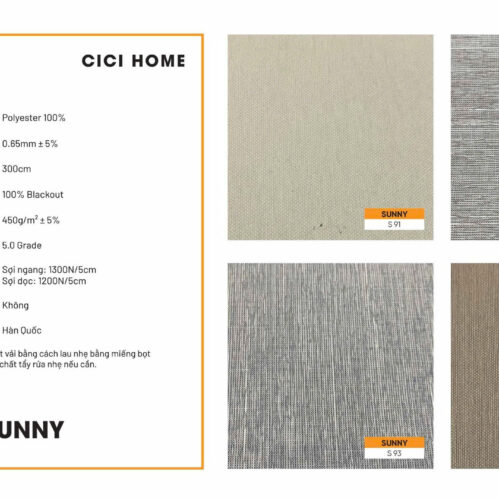 Thông Số Kỹ Thuật Hình Ảnh Rèm Cuốn Cici Home Sunny