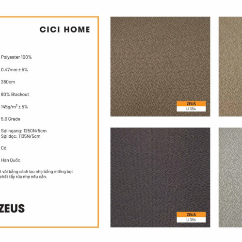 Thông Số Kỹ Thuật Hình Ảnh Rèm Cuốn Cici Home Zeus